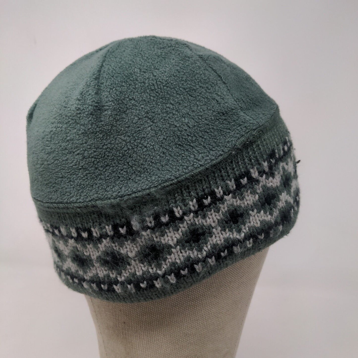 Columbia Boys Knit Beanie Hat Cap Green OSFA Fair Isle Polyester