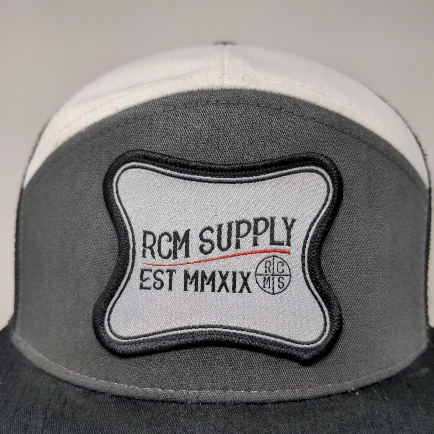 RCM Supply Men's Snapback Mesh Back Hat Cap Black Gray Patch Logo
