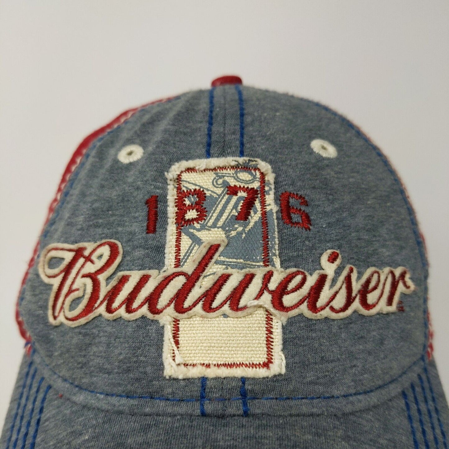 Budweiser Strapback Hat Embroidered Logo Red & Gray Adjustable