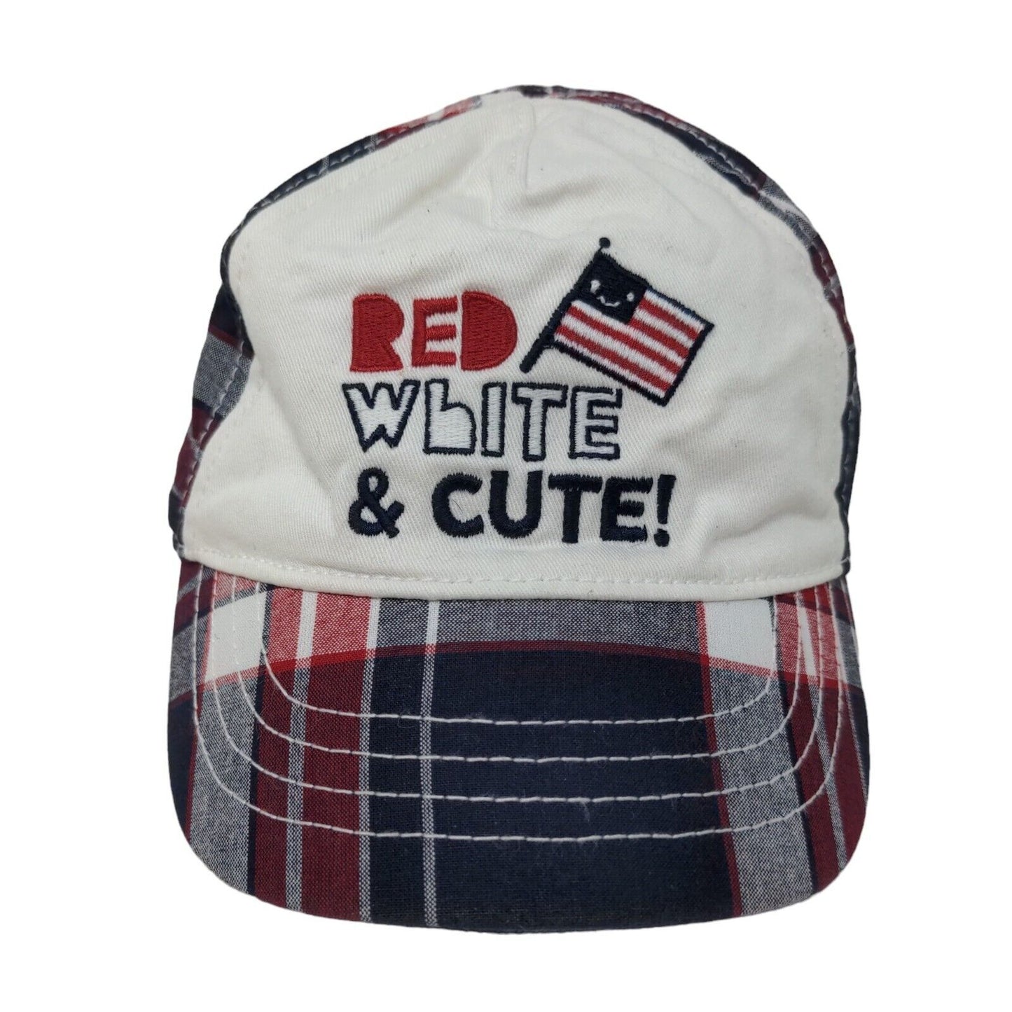 Gymboree Baby Stretchy Hat Multicolor Plaid 6-12 Months Patriotic