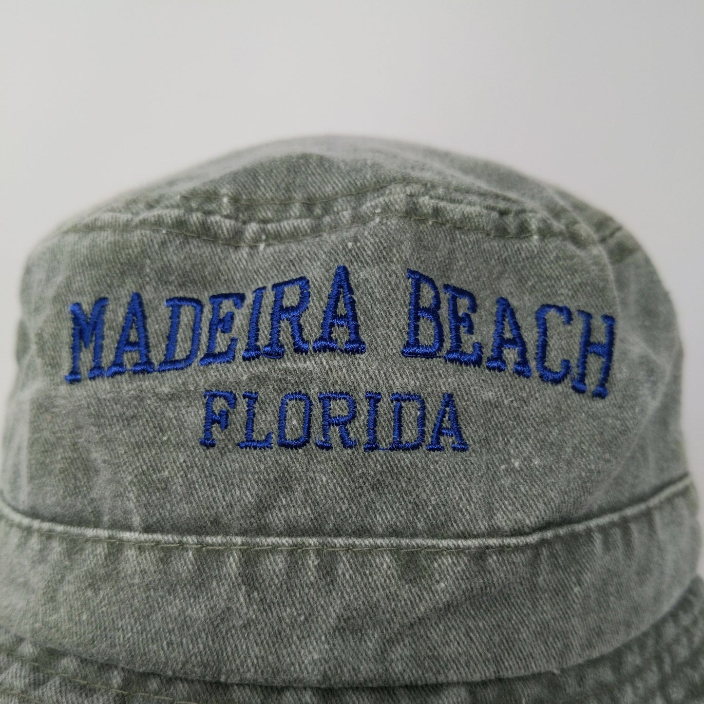 Madeira Beach Florida Bucket Hat Size M/L Green Embroidered Text