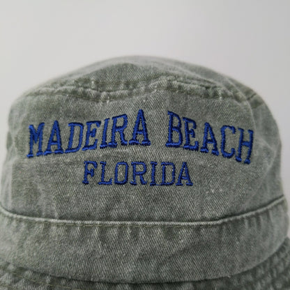 Madeira Beach Florida Bucket Hat Size M/L Green Embroidered Text