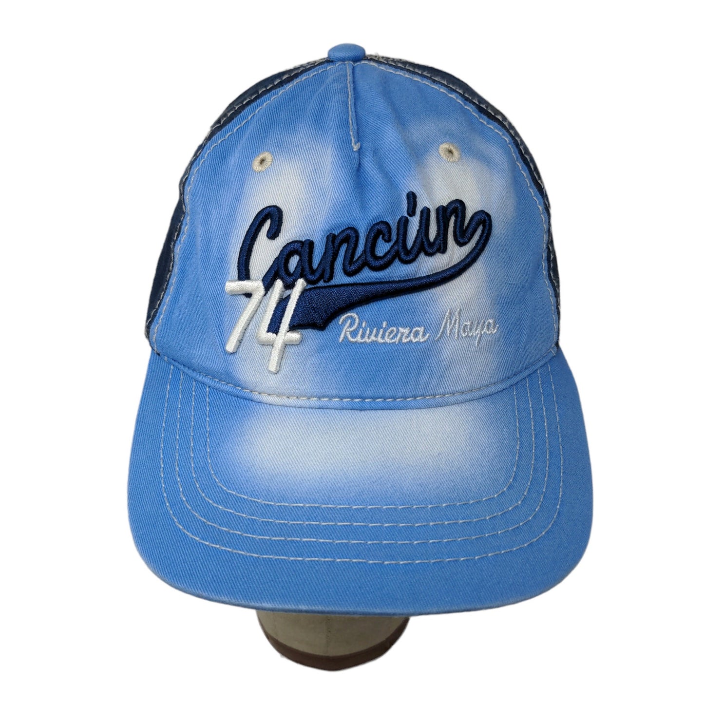 Cancun 74 Riviera Maya Slideback Hat Blue Embroidered Logo One Size Blue