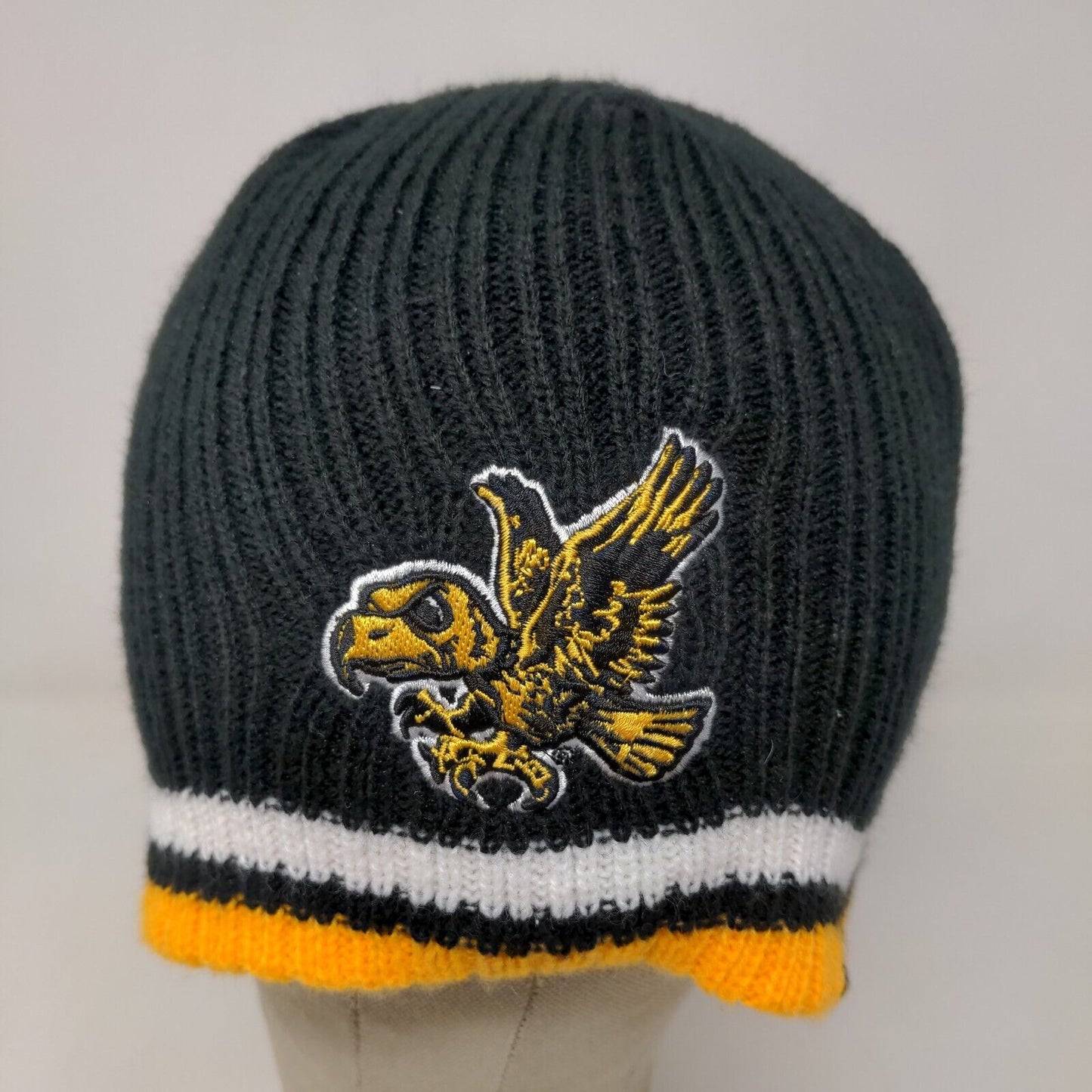 Franchise Club Iowa Hawkeyes Men's Knit Beanie Hat Black Embroidered Bird Logo