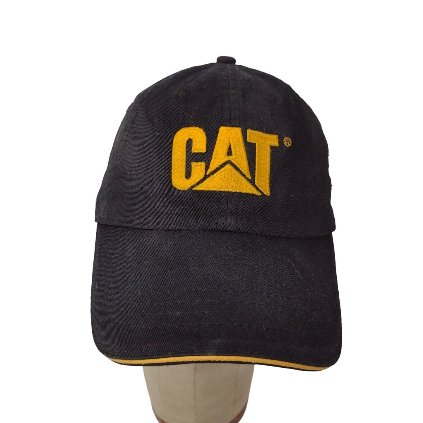 CAT Caterpillar Lafayette Engine Corp Black Yellow Strapback Hat Cap Embroidered