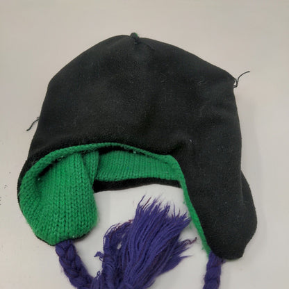 Nickelodeon Boys Winter Beanie Hat Green 14 & Older Ear Flaps Eyes Pom Pom 2013