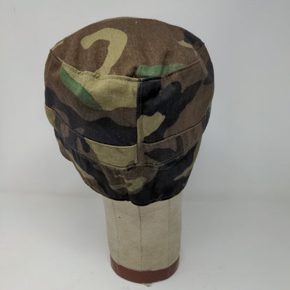 U.S. Military BDU Combat Cap Green Brown Camo Size 7.5 Ear Flaps