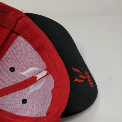 Messi Men's Snapback Hat Red Black Adjustable Embroidered Logo 100% Acrylic