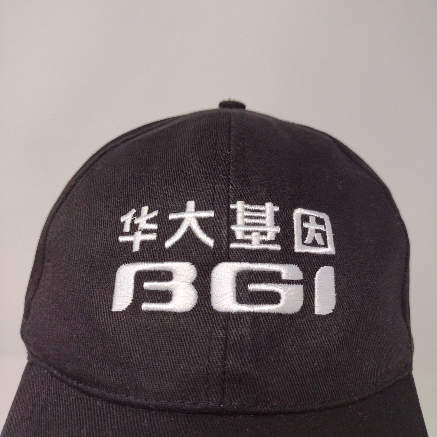 BGI Black White Strapback Baseball Cap Hat Adjustable Embroidered Logo