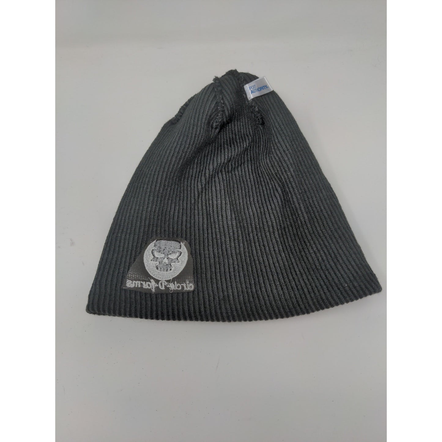 Port Authority Circle D Farms Beanie Hat Embroidered Skull Logo Black