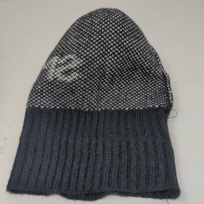 Unbranded Men's Knit Beanie Hat Black Acrylic Pomp Pom Smile Spell Out