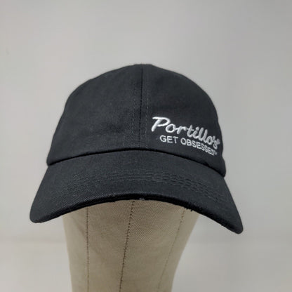 Portillo's Men's Slideback Hat Black Adjustable Embroidered Logo