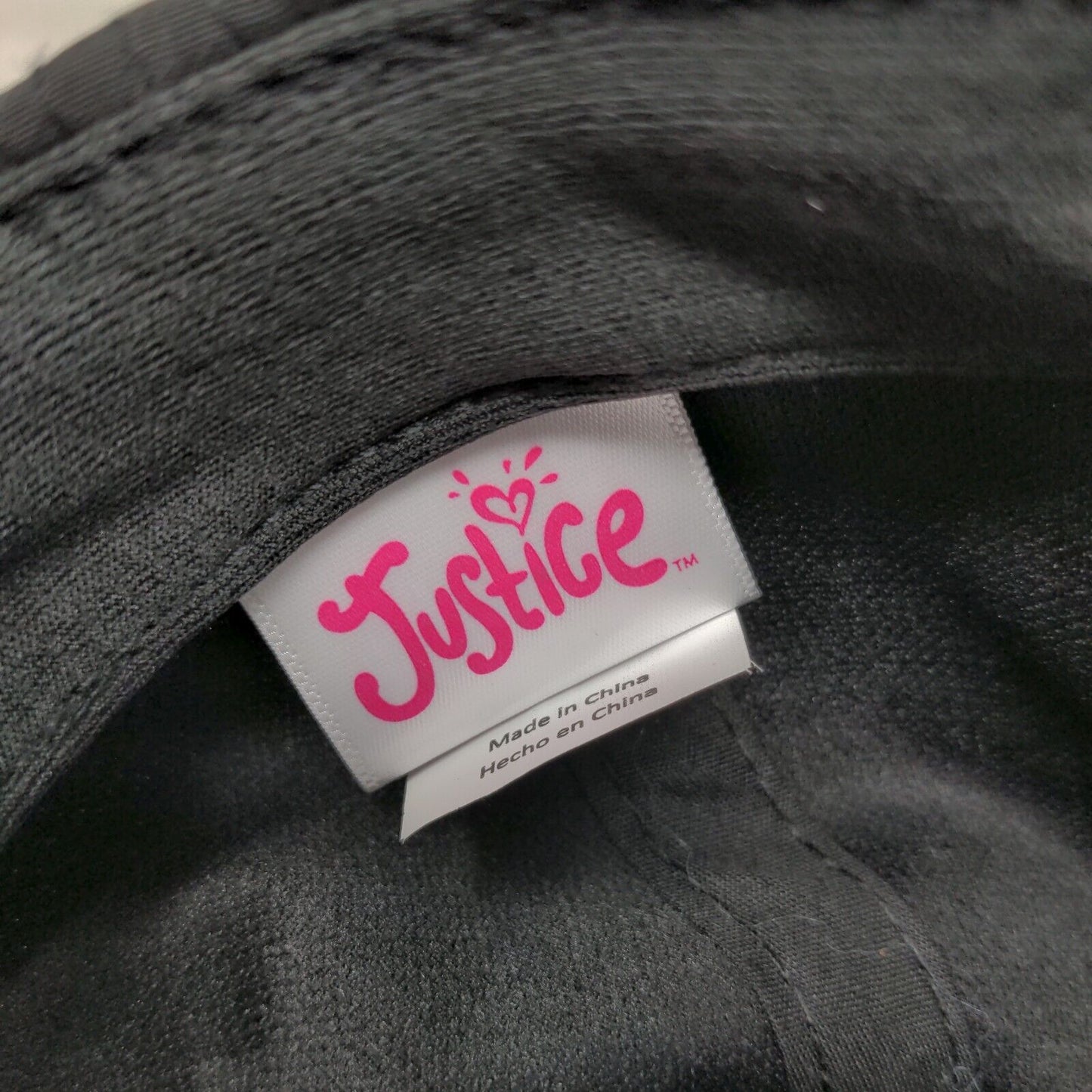 Justice Girl's Snapback Hat Black OSFM Rainbow Bill Graphic Adjustable