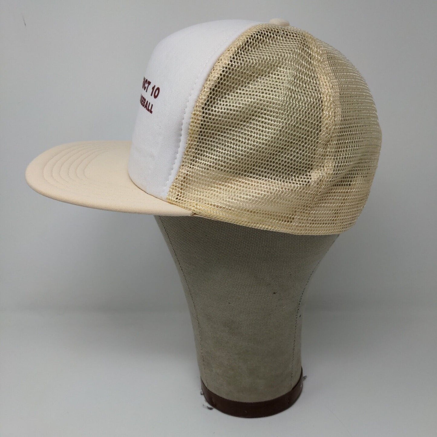 District 10 Baseball White Snapback Hat Cap Graphic Print Size S / M Adjustable