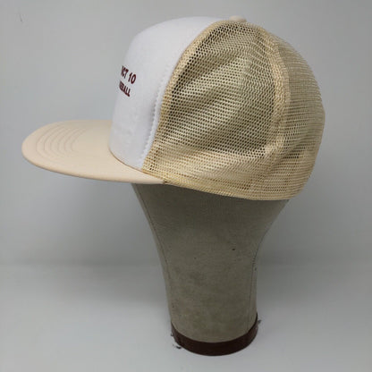 District 10 Baseball White Snapback Hat Cap Graphic Print Size S / M Adjustable