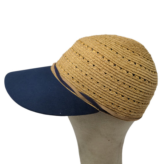 Sun 'n' Sand Women's Sun Hat UPF 50 Tan Blue Woven Style Bill