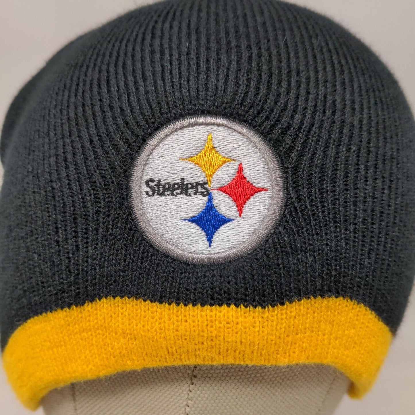 NFL Boys Pittsburgh Steelers Beanie Hat Cap Black Gold Size Youth Embroidered