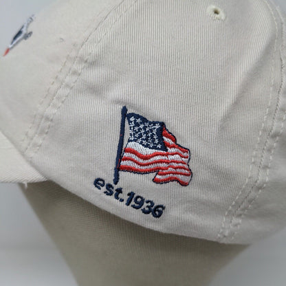 Speedline Athletic Wear Cream Strap Back Hat Cap Embroidered Logo Adjustable
