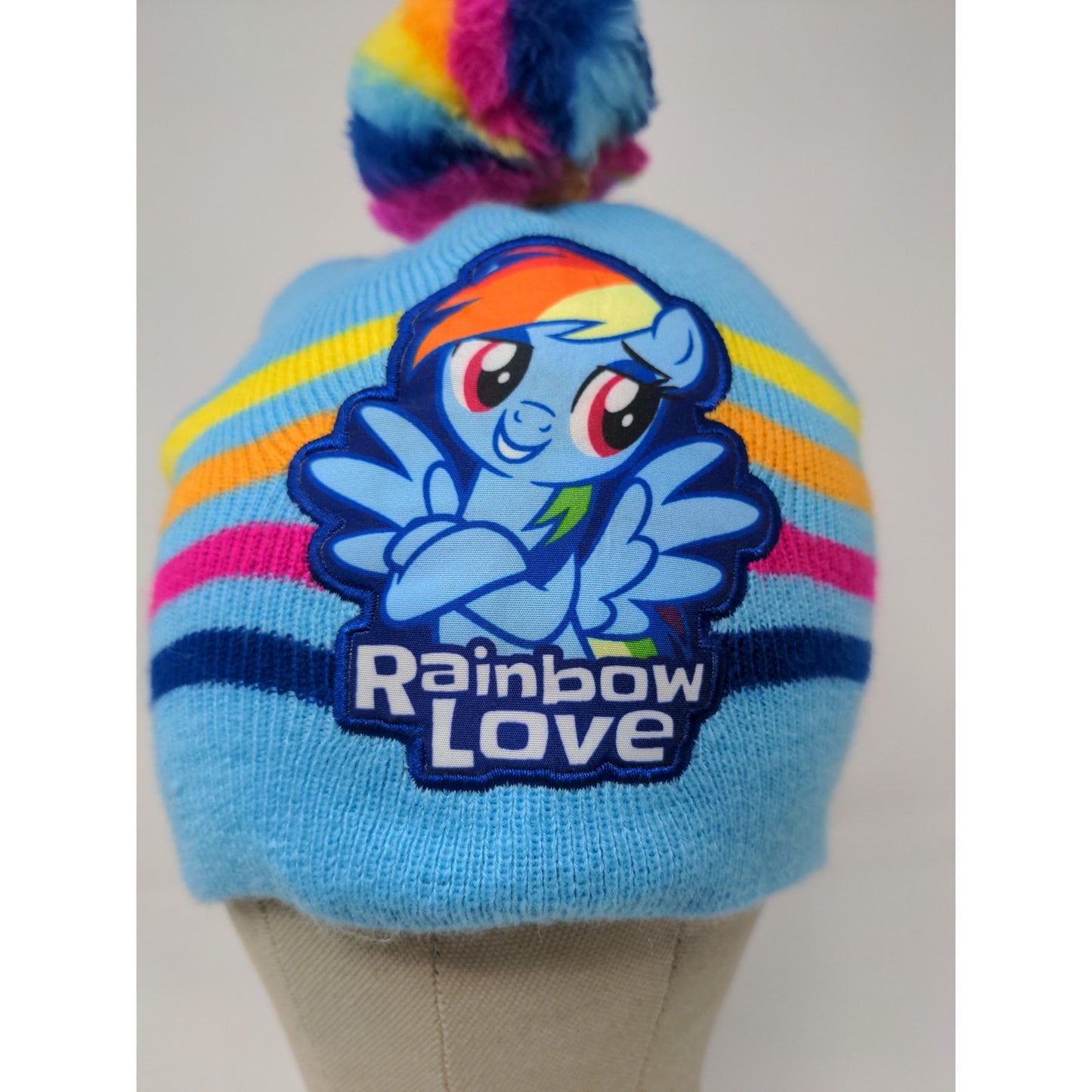 MLP My Little Pony Rainbow Dash Low Beanie Hat Blue Rainbow Embroidered Logo OS