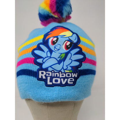 MLP My Little Pony Rainbow Dash Low Beanie Hat Blue Rainbow Embroidered Logo OS