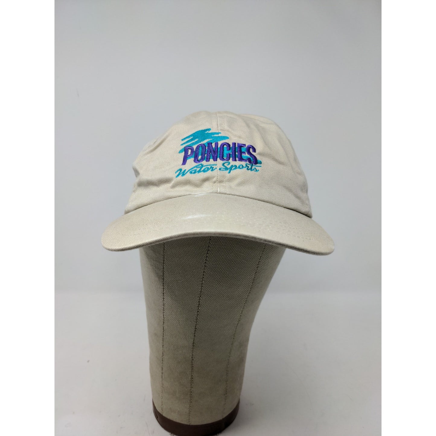 Poncies Water Sports Slideback Hat Tan Beige Embroidered Logo