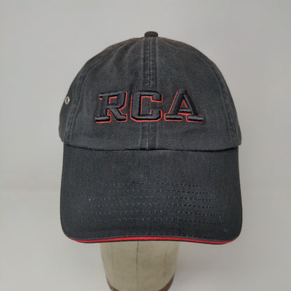 RCA Embroidered Strapback Hat Cap Black Red Accents 100% Cotton