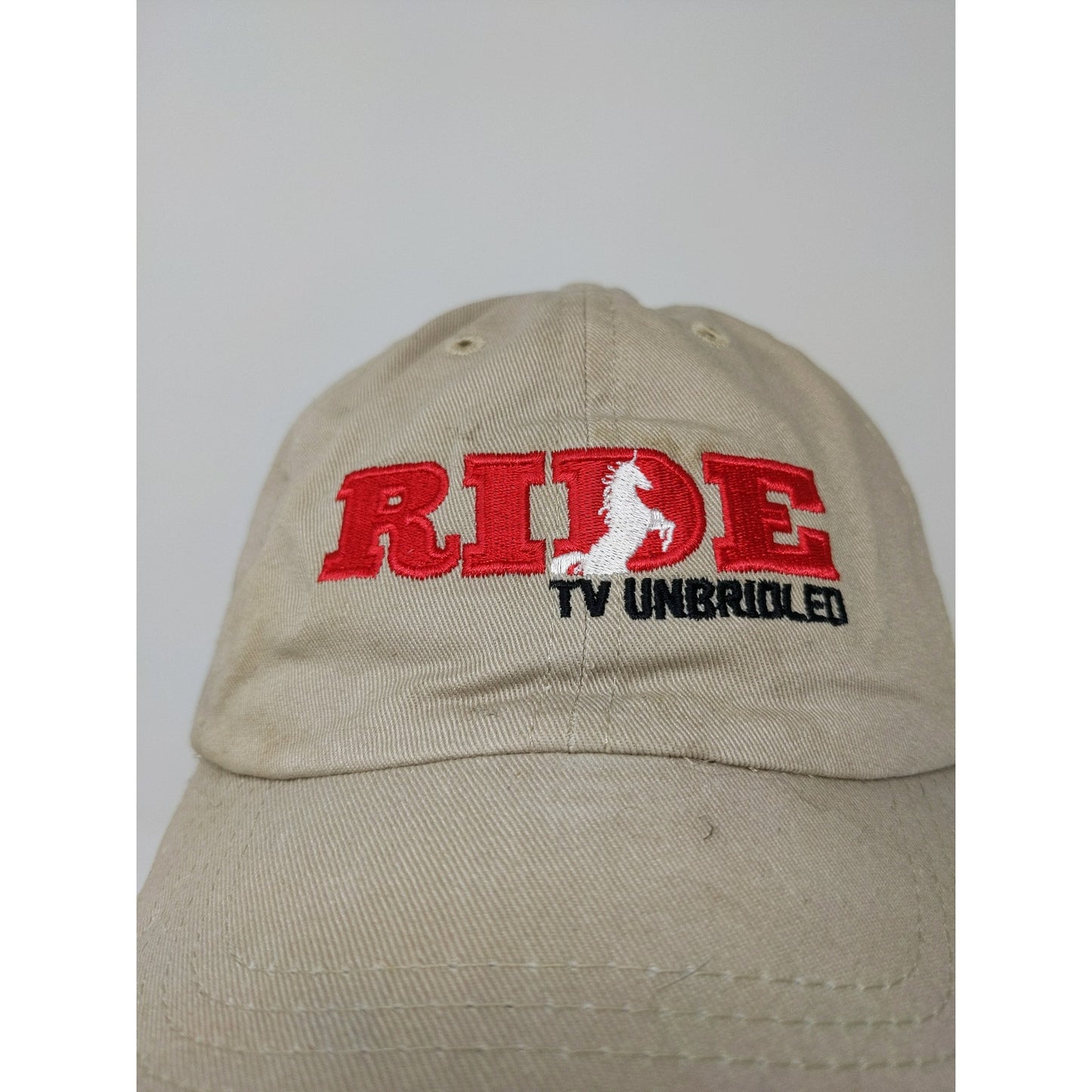 Ride TV Unbridled Horse Equestrian Slideback Hat Embroidered Logo Tan
