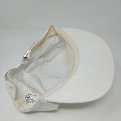 VINTAGE General Motors Hat White Strap Back Cap Trucker Patch Logo UAW GM 80s