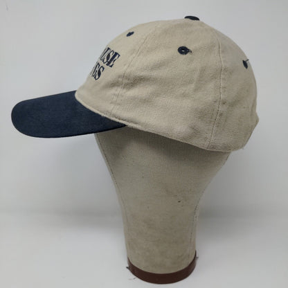 Lighthouse Landings Slideback Hat Beige Blue Adjustable Embroidered Logo