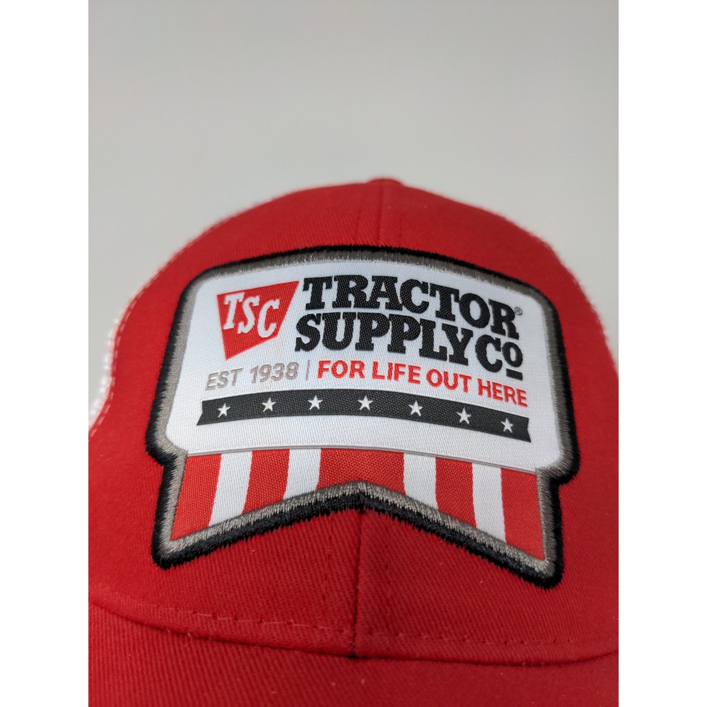 Tractor Supply Company Meshback Snapback Hat Embroidered Logo Red White