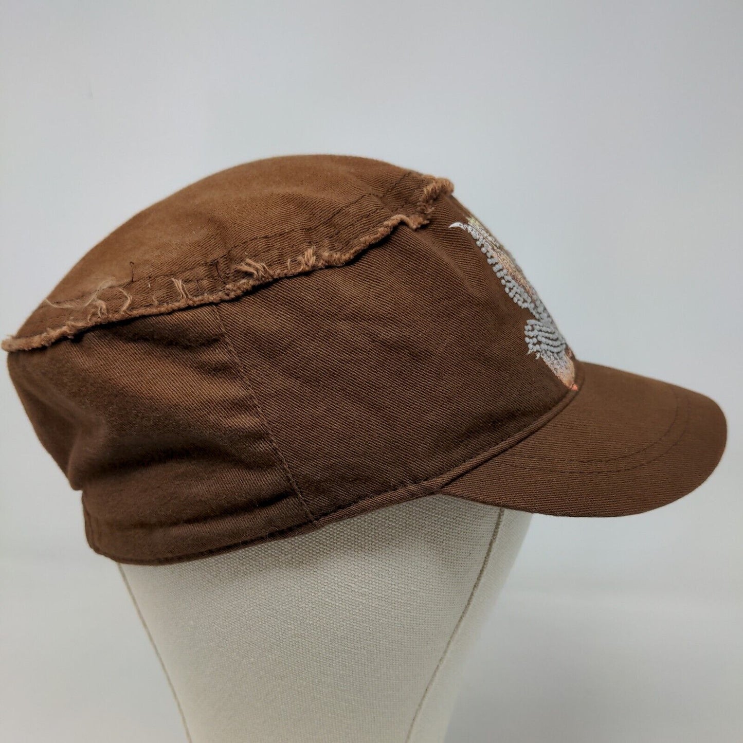 Unbranded Women's Cadet Cap Brown Size OSFA 100% Cotton Rhinestone Bird Logo