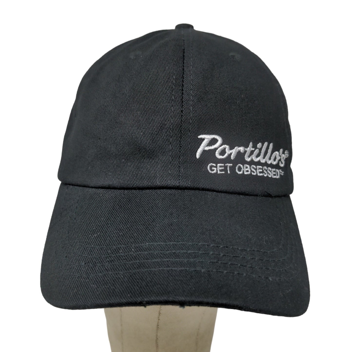 Portillo's Men's Slideback Hat Black Adjustable Embroidered Logo