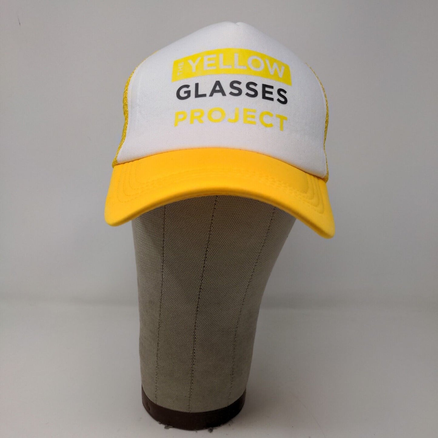 Dollar General Mens Yellow Glasses Project Snapback Mesh Back Hat Yellow White