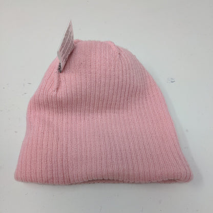 Champion Knit Beanie Hat Pom Pom OSFA Pink Embroidered Logo Acrylic