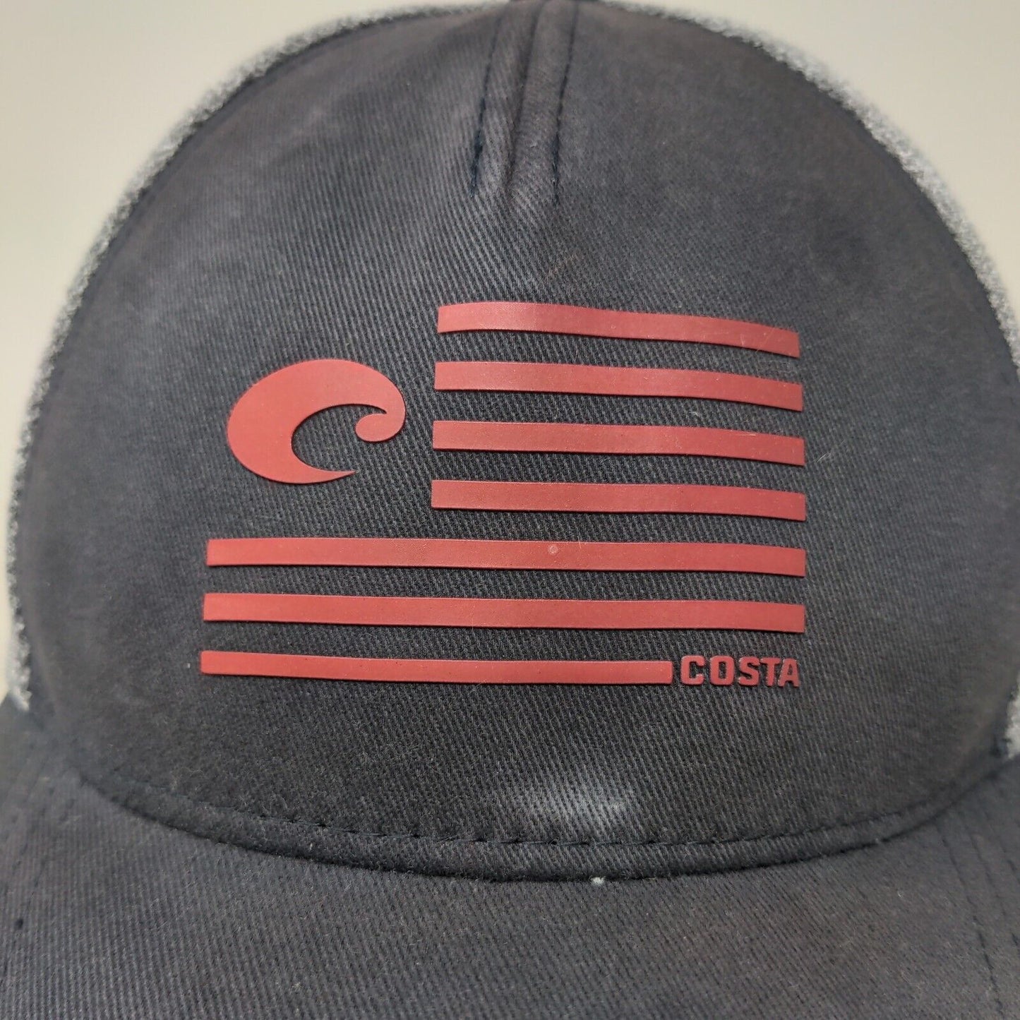 Costa Del Mar Men's Snapback Hat Gray Black 3D Flag Stripe Logo