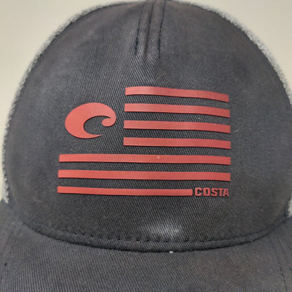Costa Del Mar Men's Snapback Hat Gray Black 3D Flag Stripe Logo