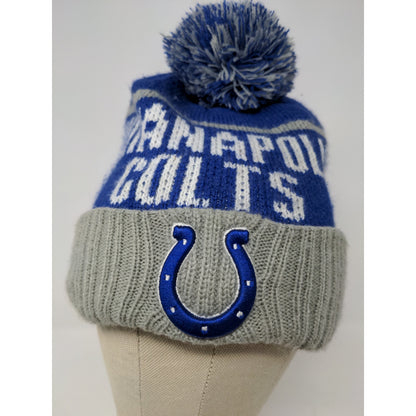 47 Brand NFL Indianapolis Colts Beanie Pom Pom OSFA Blue & Gray Embroidered