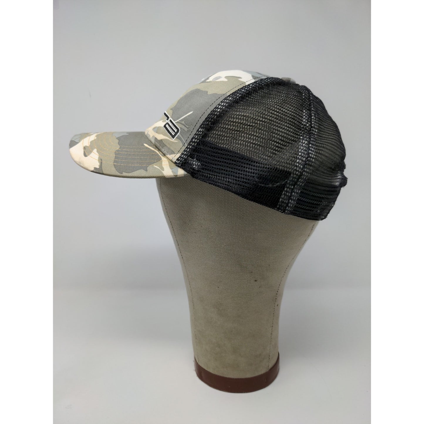 Cobra Slideback Meshback Camo Hat Gray Brown Embroidered Logo Spell Out