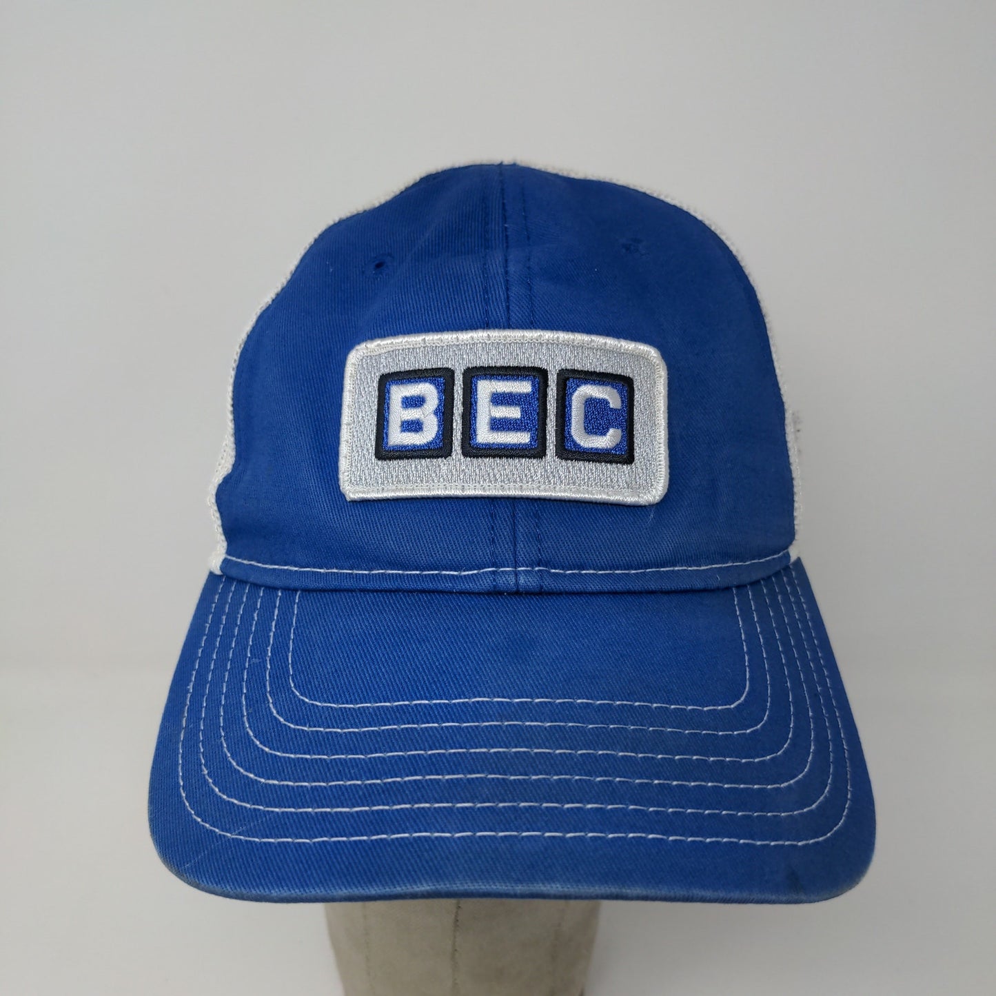 BEC Snapback Meshback Hat Embroidered Logo American Flag Blue White