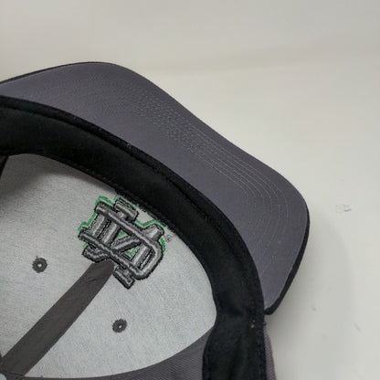 Notre Dame Fighting Irish Snapback Hat Gray Black OSFA Embroidered Logo Clover