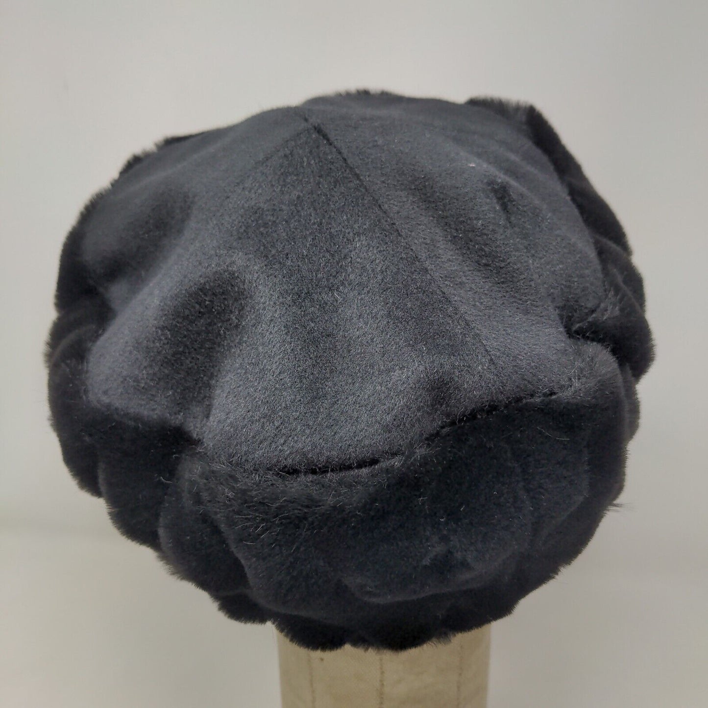 Midnight Velvet Womens Vegan Fur Hat Wool Blend Black Size NOE