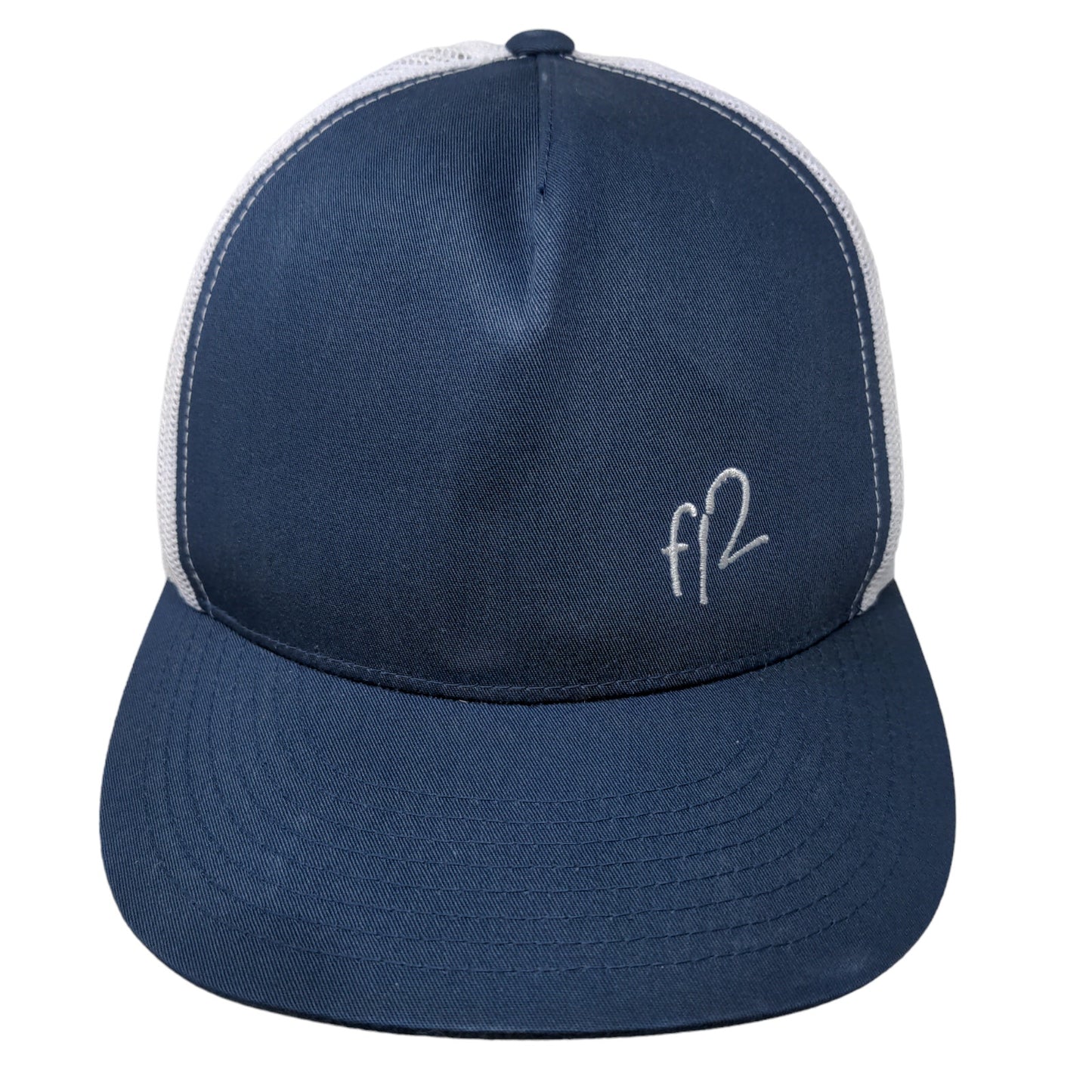Unbranded Men's Mesh Back Snapback Hat Blue White Embroidered FI2 Logo
