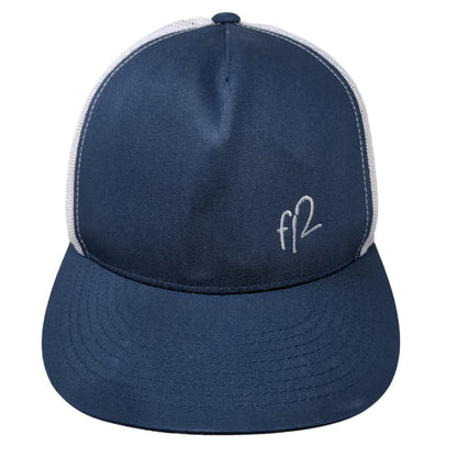 Unbranded Men's Mesh Back Snapback Hat Blue White Embroidered FI2 Logo