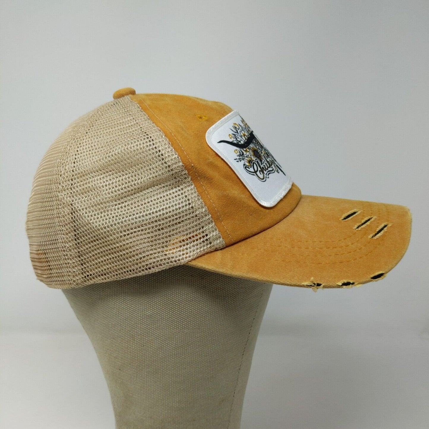 Cheeky's Junkie Women's Slideback Hat Tan Yellow Adjustable Distressed