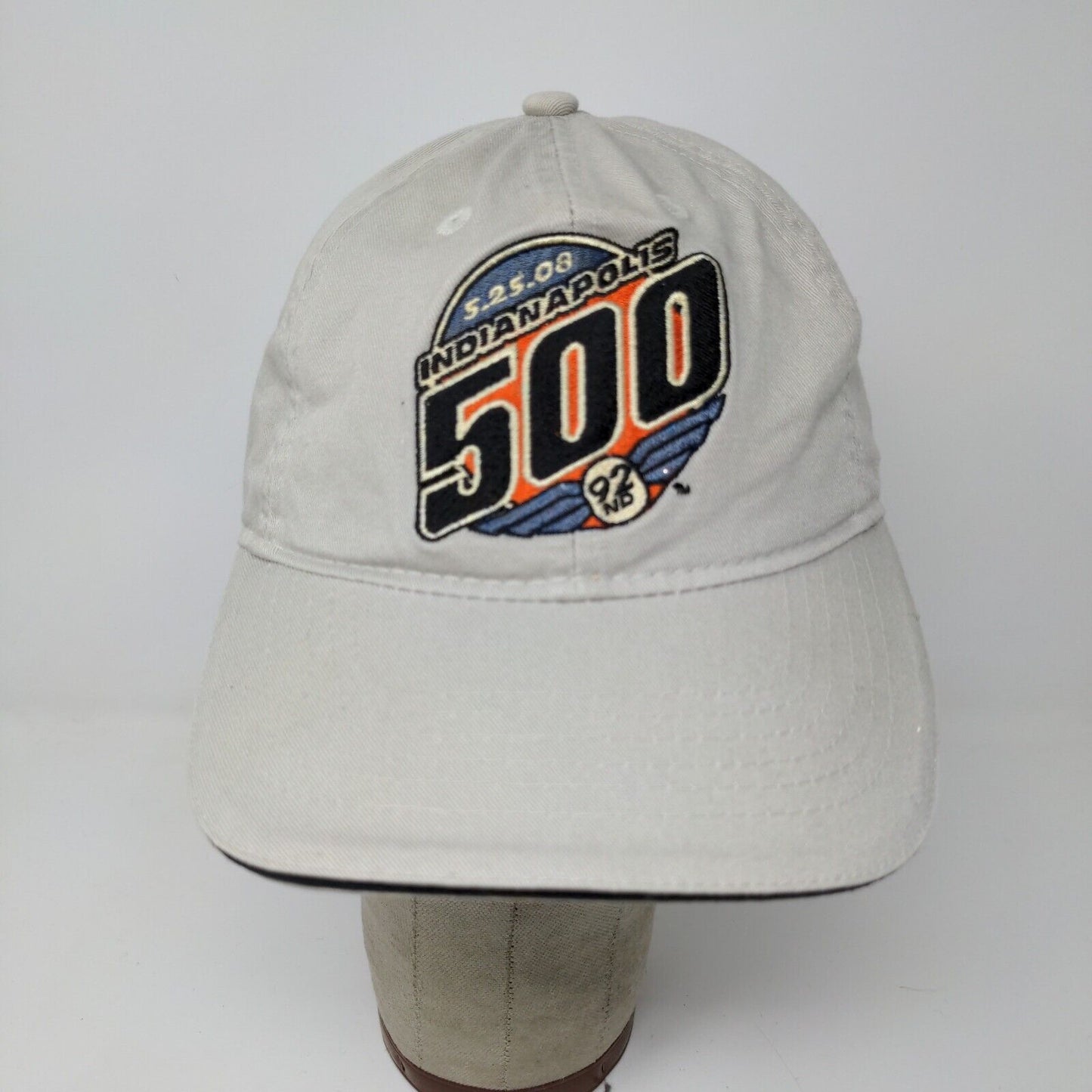 Reebok Mens 2008 Indianapolis Indy 500 Race Slideback Hat Begie Gray OSFA Logo