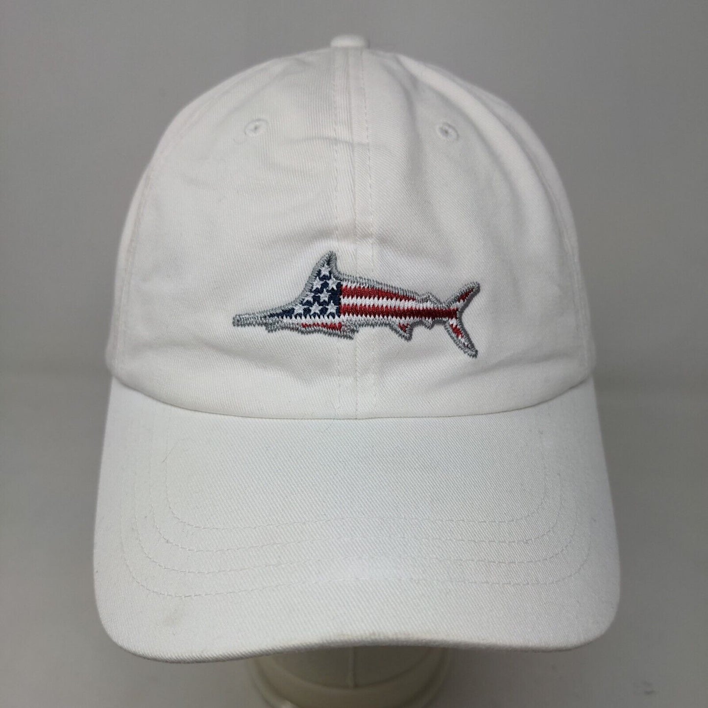 Columbia PFG Men's Strapback Hat White Size O/S Embroidered Swordfish Logo