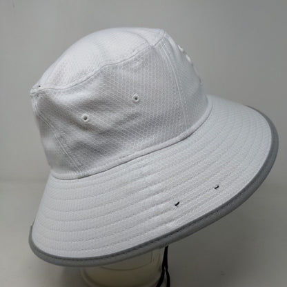 New Era Men's Sun Hat Wide Brim White Size L/XL 3D Flower Logo 100% Polyester