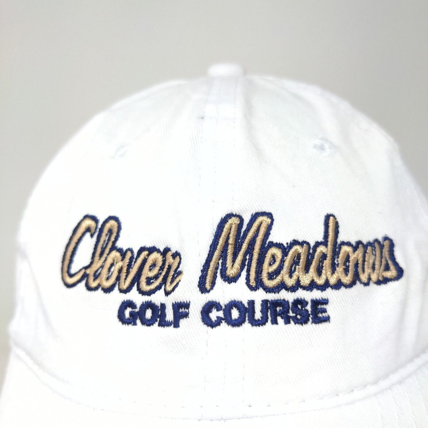 Town Talk Men's Strapback Clover Meadows Golf Course Hat White Adjustable