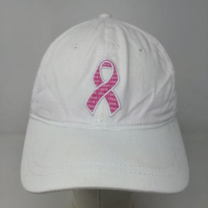 Lady Hagen Women's Slideback Hat White Breast Cancer Awareness Embroidered