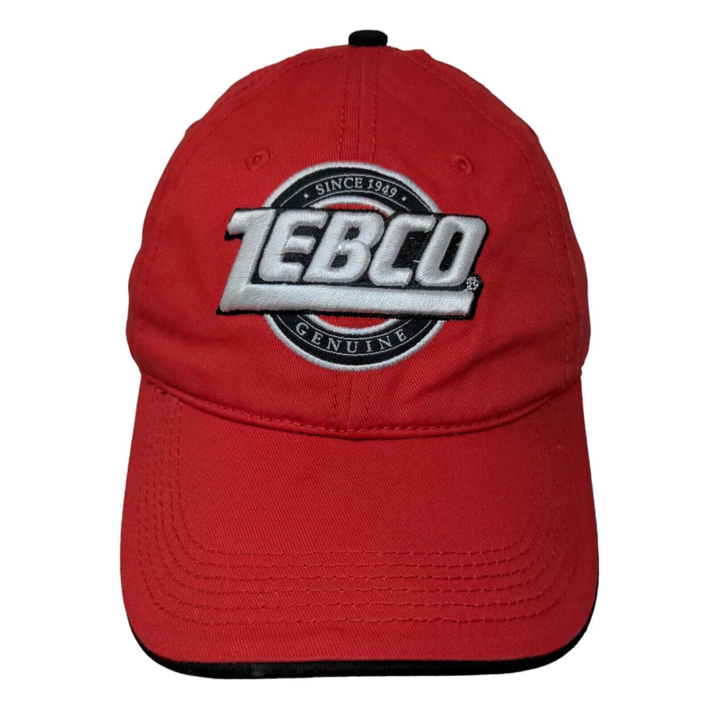 Corpro Men's Strapback Hat Red Size OSFM Embroidered Zebco Logo 100% Cotton